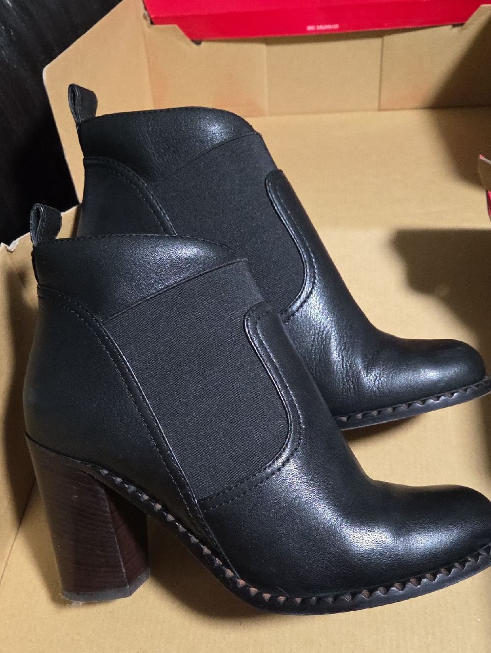 Marc by Marc Jacobs Black Leather Ankle Booties with Block Heel